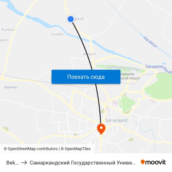 Bekat to Самаркандский Государственный Университет map