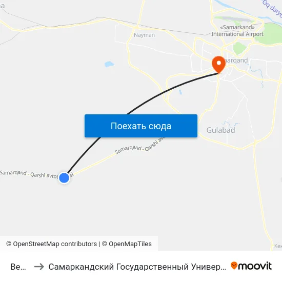 Bekat to Самаркандский Государственный Университет map