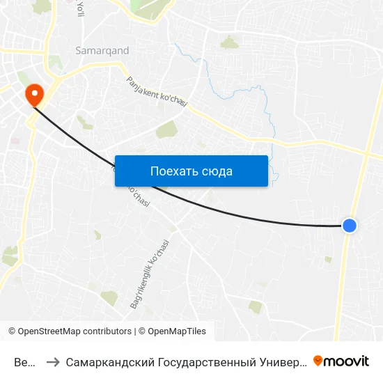 Bekat to Самаркандский Государственный Университет map