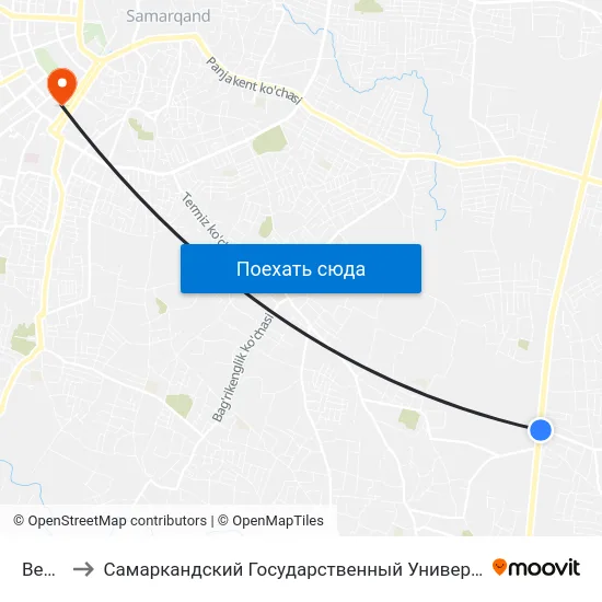Bekat to Самаркандский Государственный Университет map