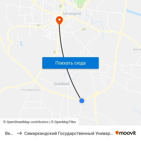 Bekat to Самаркандский Государственный Университет map
