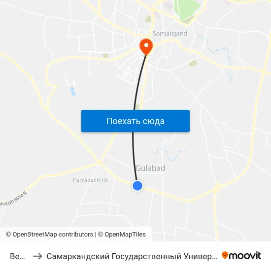 Bekat to Самаркандский Государственный Университет map