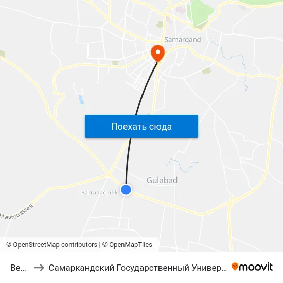 Bekat to Самаркандский Государственный Университет map