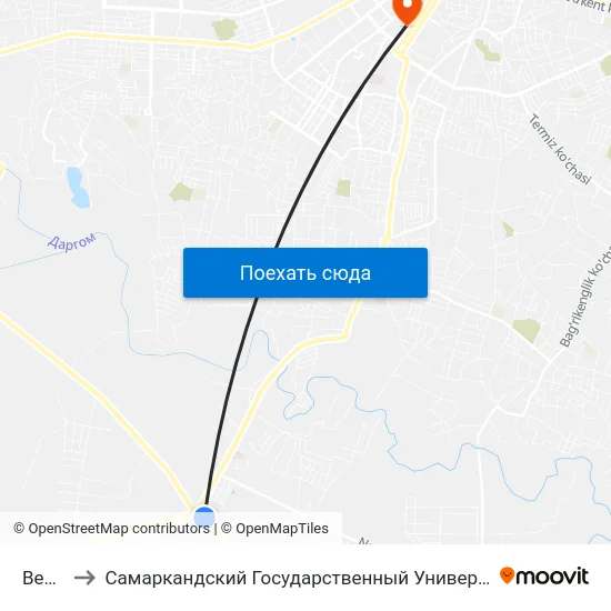 Bekat to Самаркандский Государственный Университет map