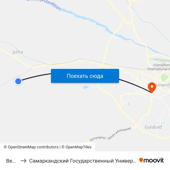 Bekat to Самаркандский Государственный Университет map