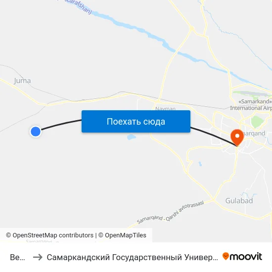 Bekat to Самаркандский Государственный Университет map
