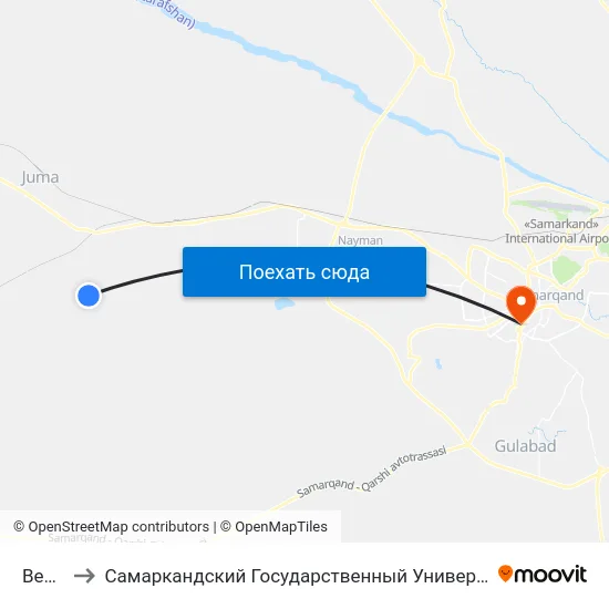 Bekat to Самаркандский Государственный Университет map