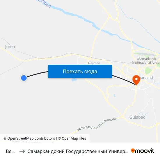 Bekat to Самаркандский Государственный Университет map