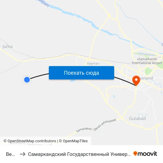 Bekat to Самаркандский Государственный Университет map