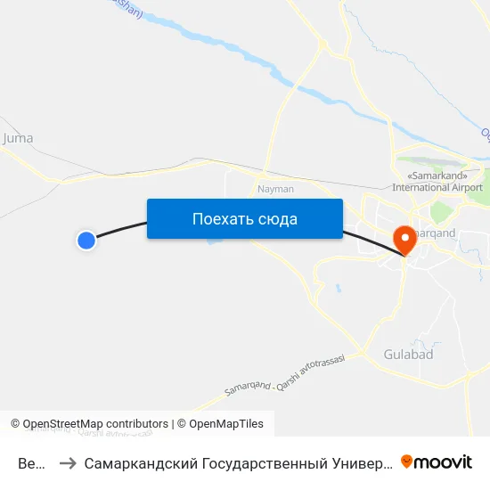 Bekat to Самаркандский Государственный Университет map