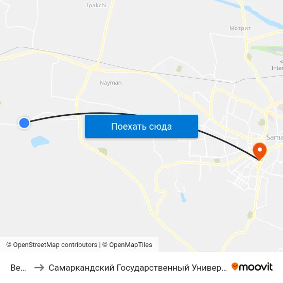 Bekat to Самаркандский Государственный Университет map