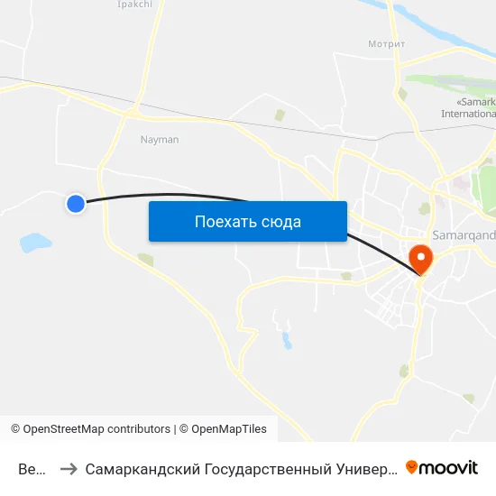 Bekat to Самаркандский Государственный Университет map