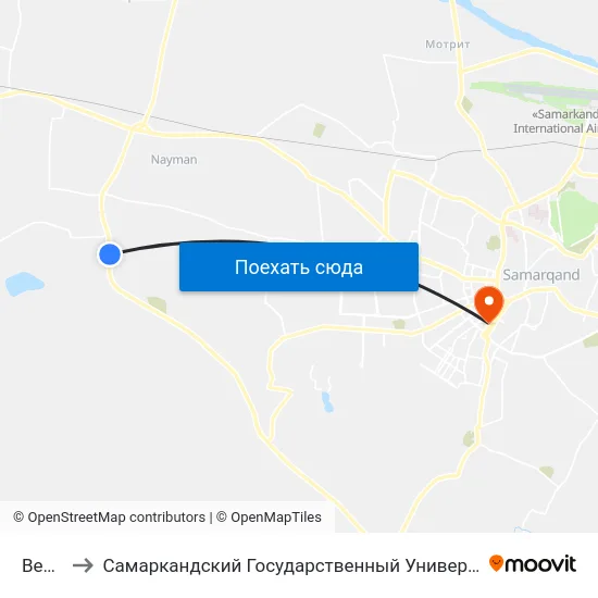 Bekat to Самаркандский Государственный Университет map
