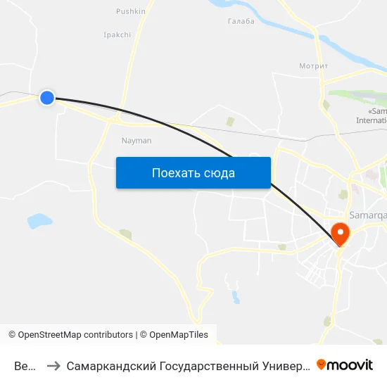 Bekat to Самаркандский Государственный Университет map