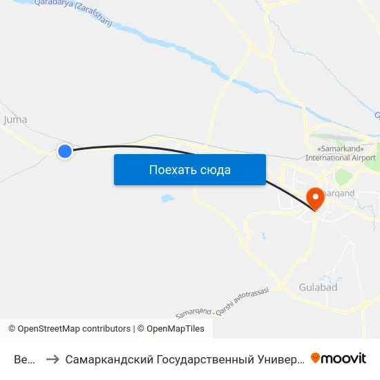 Bekat to Самаркандский Государственный Университет map