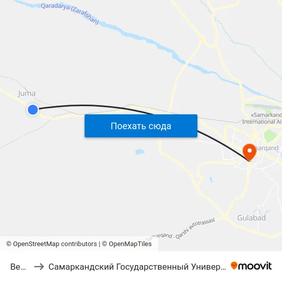 Bekat to Самаркандский Государственный Университет map