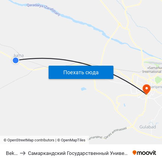 Bekat to Самаркандский Государственный Университет map