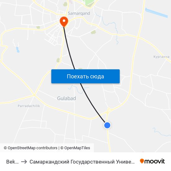 Bekat to Самаркандский Государственный Университет map