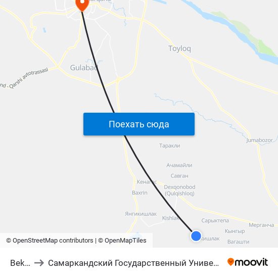 Bekat to Самаркандский Государственный Университет map