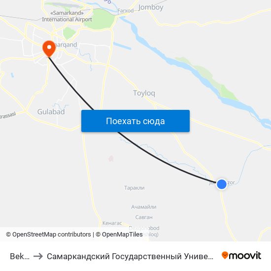 Bekat to Самаркандский Государственный Университет map