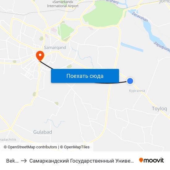 Bekat to Самаркандский Государственный Университет map