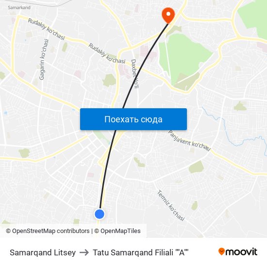 Samarqand Litsey to Tatu Samarqand Filiali ""A"" map