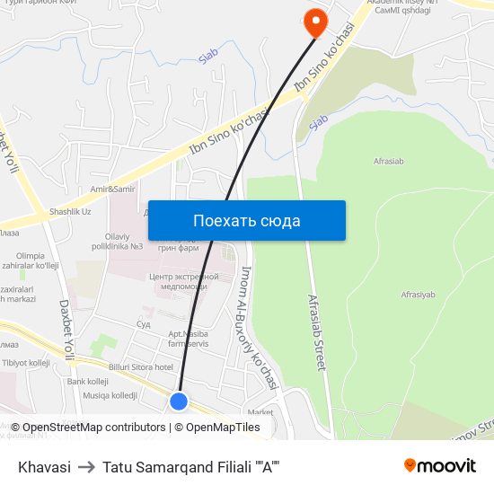 Khavasi to Tatu Samarqand Filiali ""A"" map
