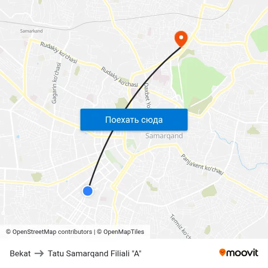 Bekat to Tatu Samarqand Filiali "A" map