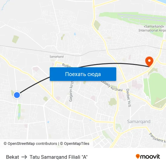 Bekat to Tatu Samarqand Filiali "A" map