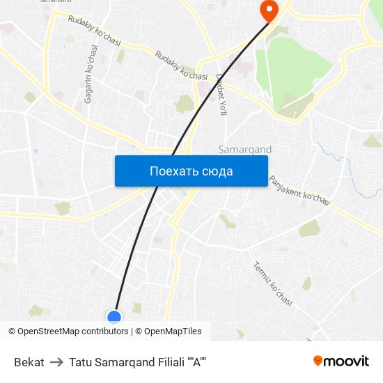 Bekat to Tatu Samarqand Filiali ""A"" map