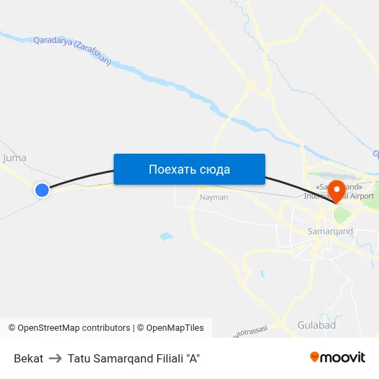 Bekat to Tatu Samarqand Filiali "A" map
