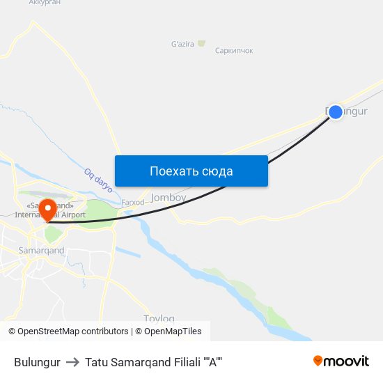 Bulungur to Tatu Samarqand Filiali ""A"" map