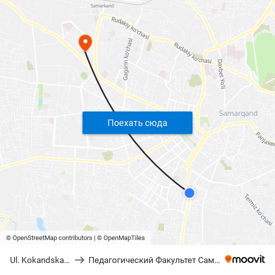 Ul. Kokandskaya to Педагогический Факультет Сам Гу map