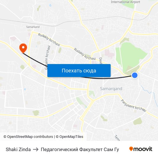 Shaki Zinda to Педагогический Факультет Сам Гу map