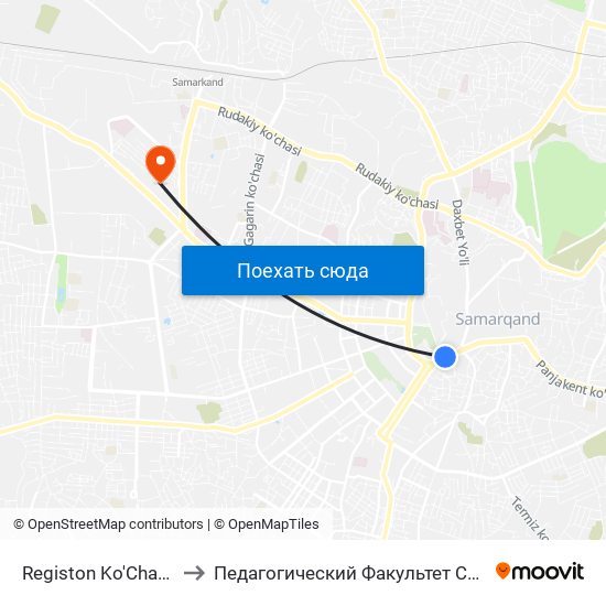 Registon Ko'Chasi, 2 to Педагогический Факультет Сам Гу map