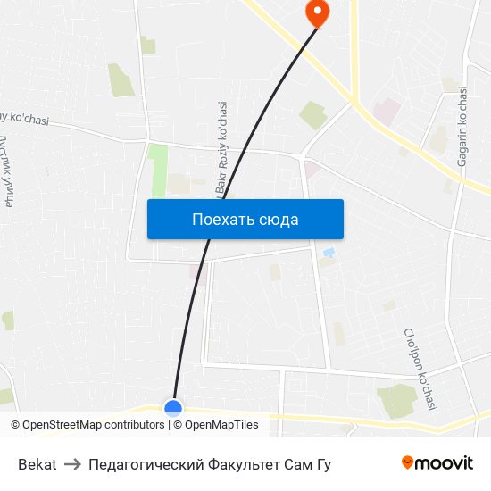 Bekat to Педагогический Факультет Сам Гу map