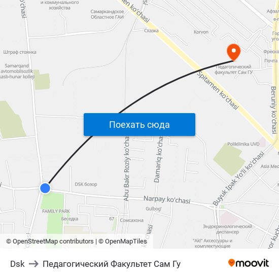 Dsk to Педагогический Факультет Сам Гу map