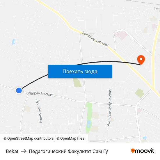 Bekat to Педагогический Факультет Сам Гу map