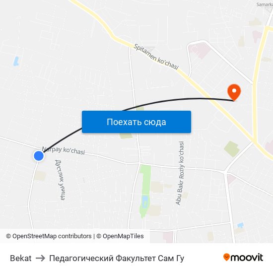 Bekat to Педагогический Факультет Сам Гу map