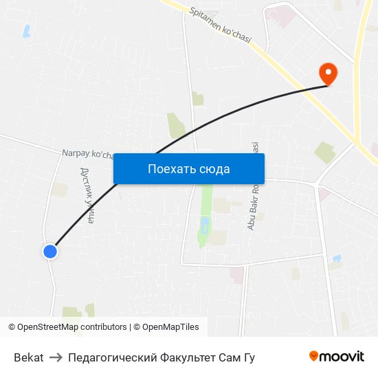 Bekat to Педагогический Факультет Сам Гу map