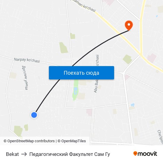 Bekat to Педагогический Факультет Сам Гу map