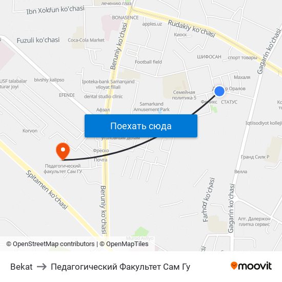 Bekat to Педагогический Факультет Сам Гу map