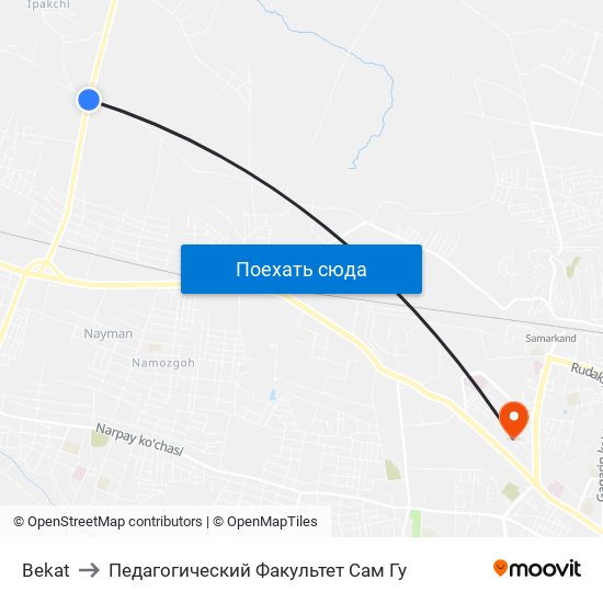 Bekat to Педагогический Факультет Сам Гу map