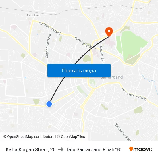 Katta Kurgan Street, 20 to Tatu Samarqand Filiali "B" map