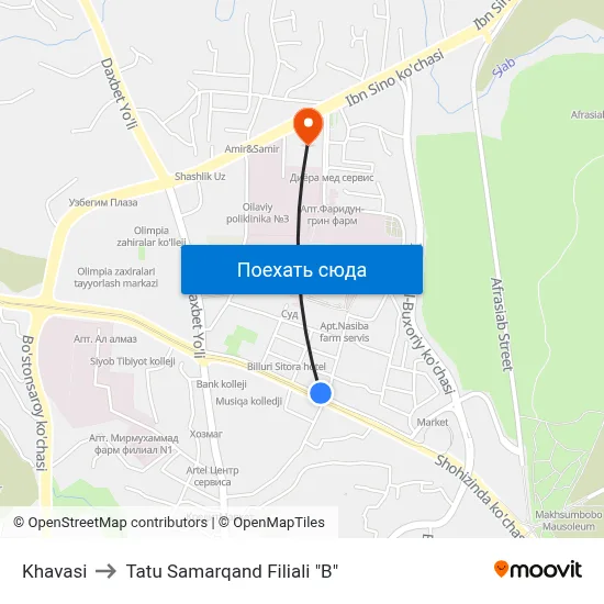 Khavasi to Tatu Samarqand Filiali "B" map