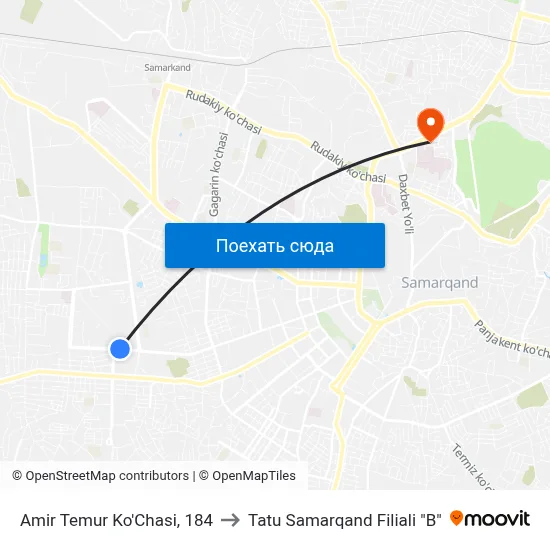 Amir Temur Ko'Chasi, 184 to Tatu Samarqand Filiali "B" map