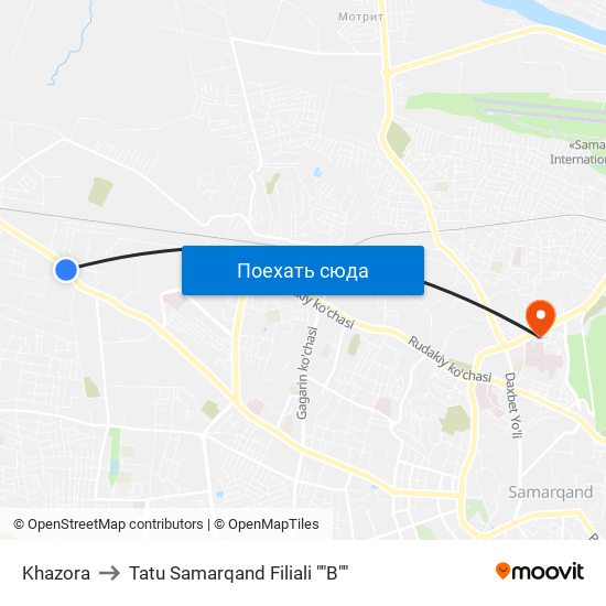 Khazora to Tatu Samarqand Filiali ""B"" map