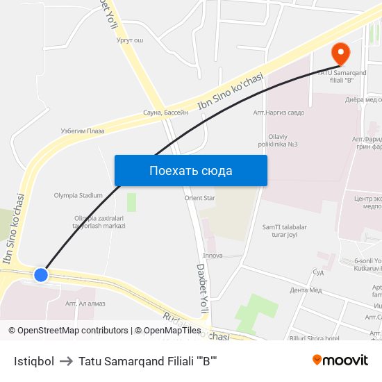 Istiqbol to Tatu Samarqand Filiali ""B"" map