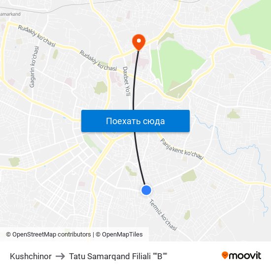 Kushchinor to Tatu Samarqand Filiali ""B"" map