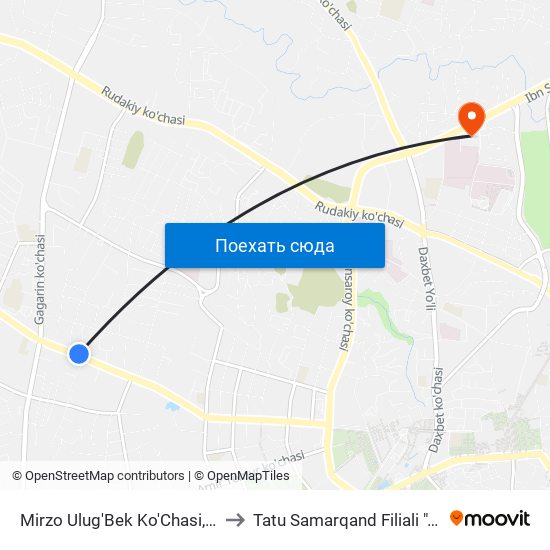 Mirzo Ulug'Bek Ko'Chasi, 51 to Tatu Samarqand Filiali ""B"" map